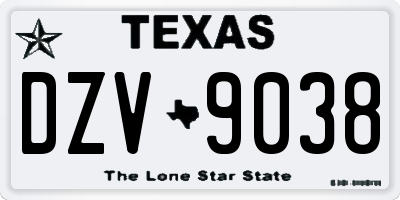 TX license plate DZV9038