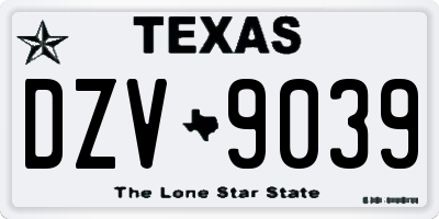 TX license plate DZV9039