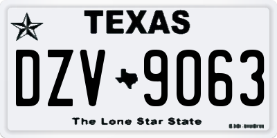 TX license plate DZV9063
