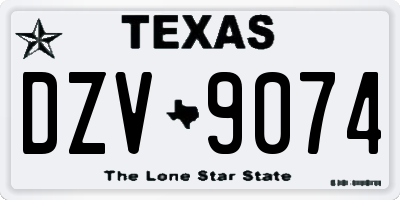 TX license plate DZV9074