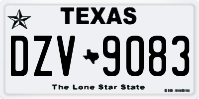 TX license plate DZV9083