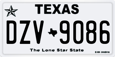 TX license plate DZV9086