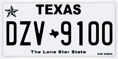 TX license plate DZV9100