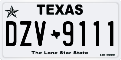 TX license plate DZV9111