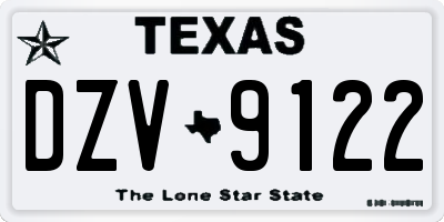 TX license plate DZV9122