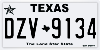 TX license plate DZV9134