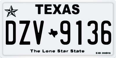 TX license plate DZV9136