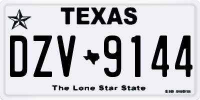 TX license plate DZV9144