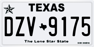 TX license plate DZV9175