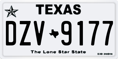 TX license plate DZV9177