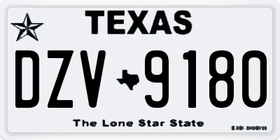 TX license plate DZV9180