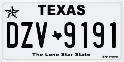 TX license plate DZV9191