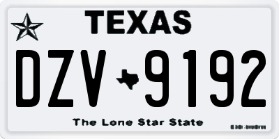 TX license plate DZV9192