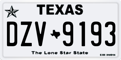 TX license plate DZV9193