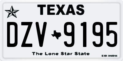 TX license plate DZV9195