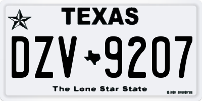 TX license plate DZV9207