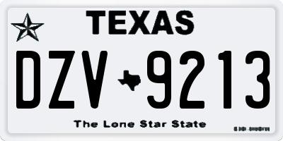 TX license plate DZV9213