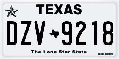 TX license plate DZV9218