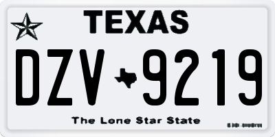 TX license plate DZV9219
