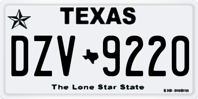 TX license plate DZV9220