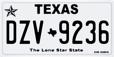 TX license plate DZV9236