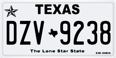 TX license plate DZV9238