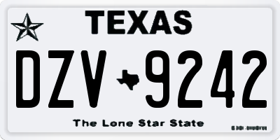 TX license plate DZV9242