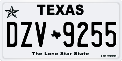 TX license plate DZV9255