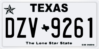 TX license plate DZV9261