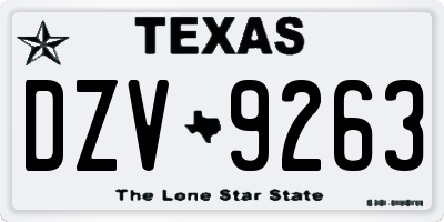 TX license plate DZV9263