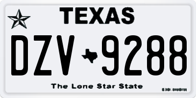TX license plate DZV9288