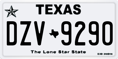 TX license plate DZV9290