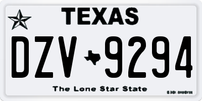 TX license plate DZV9294
