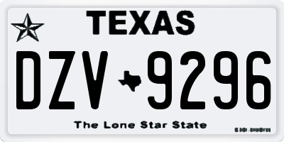 TX license plate DZV9296