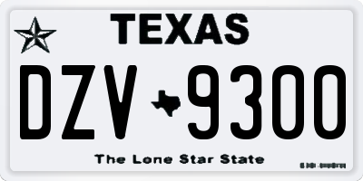 TX license plate DZV9300