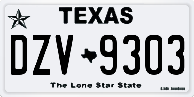 TX license plate DZV9303