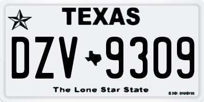 TX license plate DZV9309