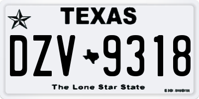 TX license plate DZV9318