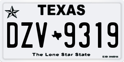 TX license plate DZV9319