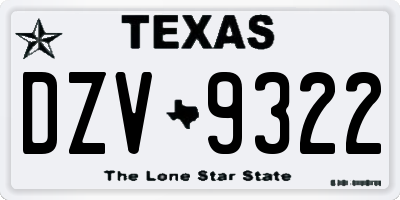TX license plate DZV9322
