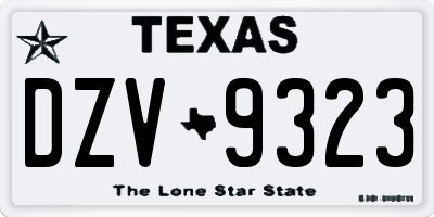 TX license plate DZV9323
