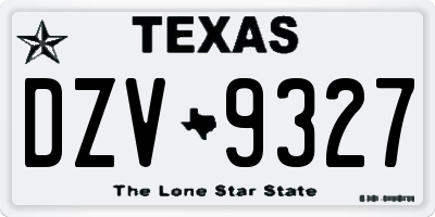 TX license plate DZV9327
