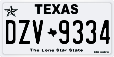 TX license plate DZV9334