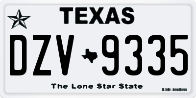 TX license plate DZV9335