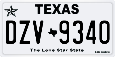 TX license plate DZV9340