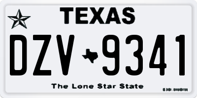 TX license plate DZV9341