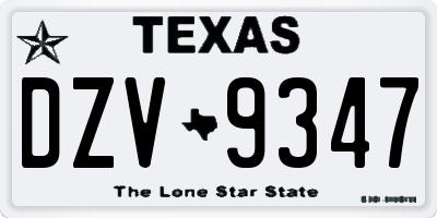 TX license plate DZV9347