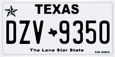 TX license plate DZV9350