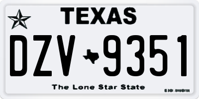 TX license plate DZV9351