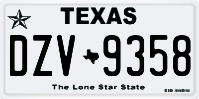 TX license plate DZV9358
